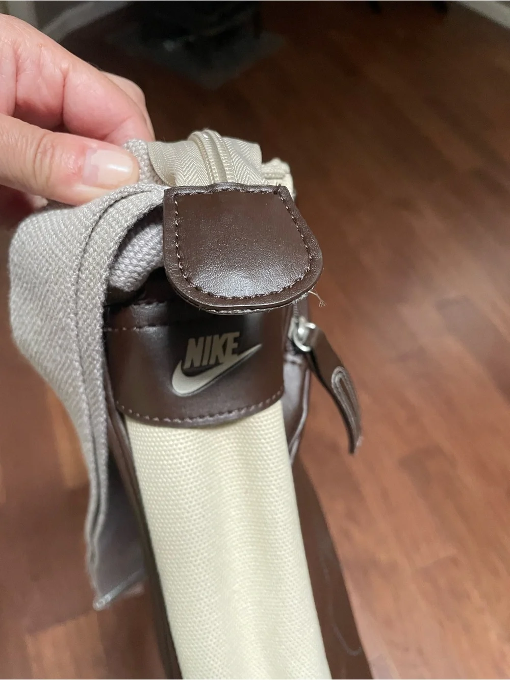 Nike Brown Leather-Style Messenger Crossbody Bag